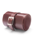 Small leather watch roll, dark tan, front