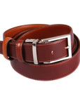 Men's leather reversible belt, dark tan with light tan