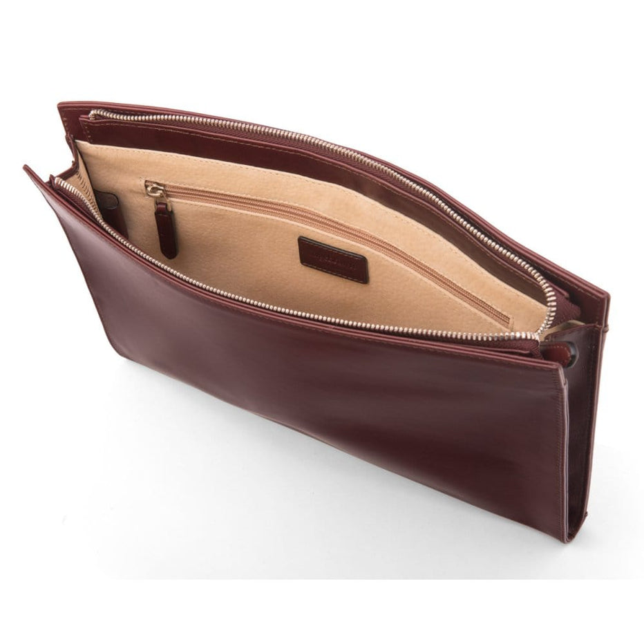 Leather Folder with Zip, Dark Tan | Document Cases | SageBrown