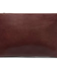 Zip top leather folder, dark tan, back view