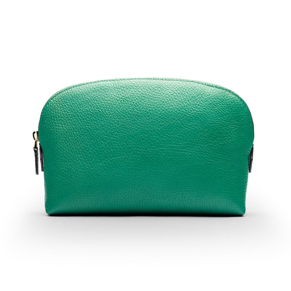 Leather cosmetic bag, emerald, front