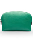 Leather cosmetic bag, emerald, front