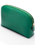 Leather cosmetic bag, emerald, side