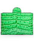 Compact leather mirror, emerald croc, back