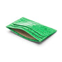 Leather credit card holder, emerald croc. inside