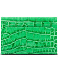 Leather credit card holder, emerald croc, back