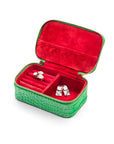 Zip around jewellery case, emerald croc, inside