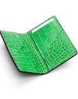 Leather card holder with RFID protection, emerald croc, interior