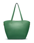 Leather tote bag, emerald, front view