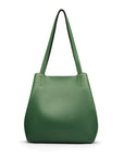 Leather tote bag, emerald, front view 2