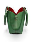 Leather tote bag, emerald, side view