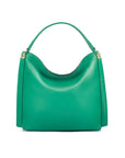 Carol Ann slouchy leather shoulder bag, emerald green, front