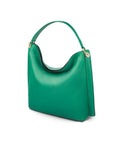 Carol Ann slouchy leather shoulder bag, emerald green, side