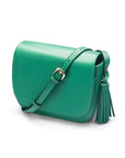 Leather saddle bag, emerald green, side