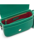 Leather saddle bag, emerald green, inside