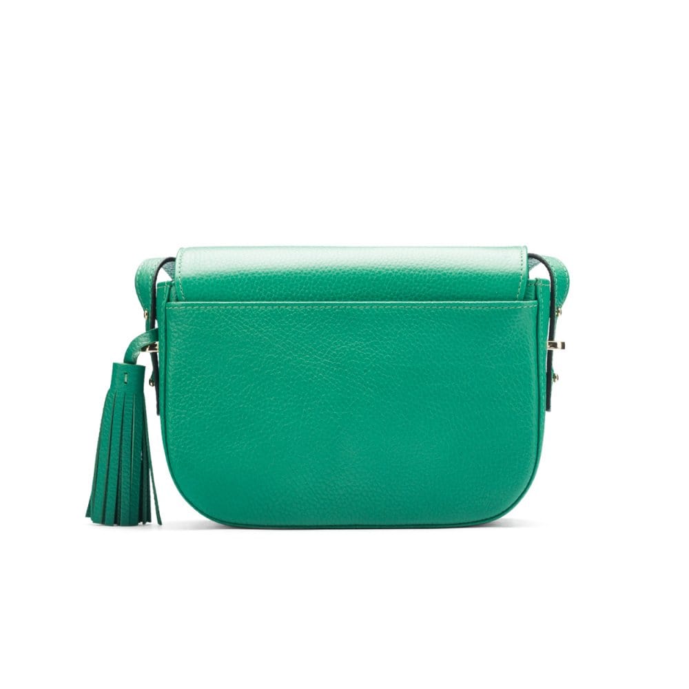 Leather saddle bag, emerald green, back