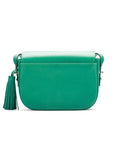 Leather saddle bag, emerald green, back