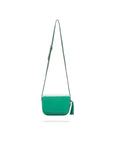 Leather saddle bag, emerald green, long strap