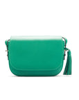 Leather saddle bag, emerald green, front