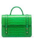 Mini top handle Harmony music bag, emerald croc, front view