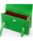 Mini top handle Harmony music bag, emerald croc, inside view