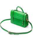 Mini top handle Harmony music bag, emerald croc, side view