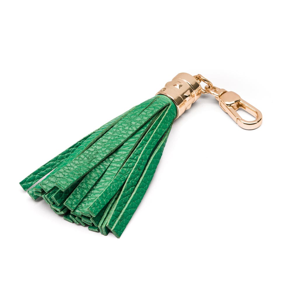 Decorative leather tassel, emerald green