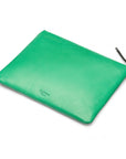 Large leather makeup bag, emerald green, back