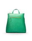 Leather 13" laptop backpack, emerald green, front view