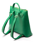 Leather 13" laptop backpack, emerald green, back viewk