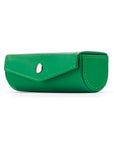 Leather lipstick case. emerald green, front