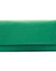 Luxury leather travel wallet, emerald, front