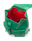 Leather backpack with pockets, emerald, inside