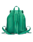 Leather backpack with pockets, emerald, back