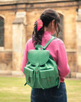 Medium leather backpack, emerald, lifestyle