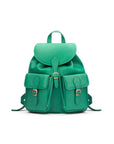 Small leather backpack, emerald, front