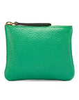 Small leather makeup bag, emerald green, front