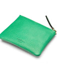 Small leather makeup bag, emerald green, back