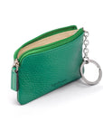 Small leather zip coin purse, emerald green, back