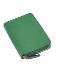 Small leather zip around coin purse, emerald green, front