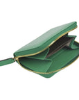 Small leather zip around coin purse, emerald green, interior