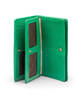 Tall leather Trinity purse, emerald, inside