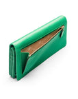 Tall leather Trinity purse, emerald, coin purse