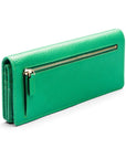 Tall leather Trinity purse, emerald, back