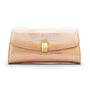 Leather clutch bag, gold croc, front view