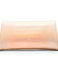 Leather clutch bag, gold croc, back view