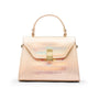 Sabrina top handle bag, gold croc leather, front view