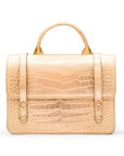 Mini top handle Harmony music bag, gold croc, front view