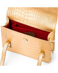 Mini top handle Harmony music bag, gold croc, inside view