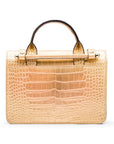 Mini top handle Harmony music bag, gold croc, back view